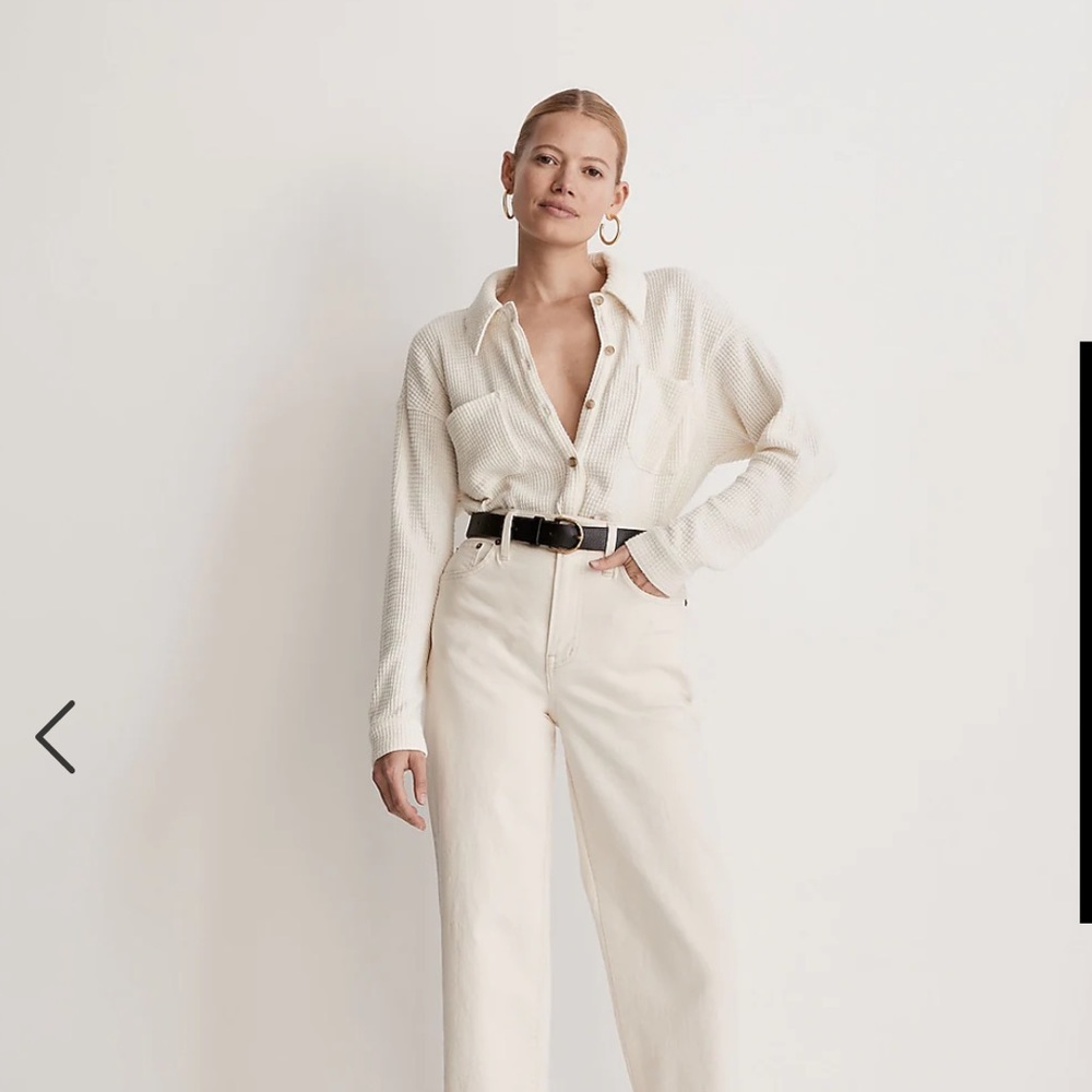 Waffle Knit button up shirt / shacket